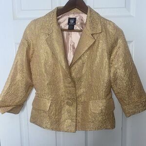 Vintage Dollhouse Juniors Blazer Jacket Yellow Pink Metallic Medium L-1294